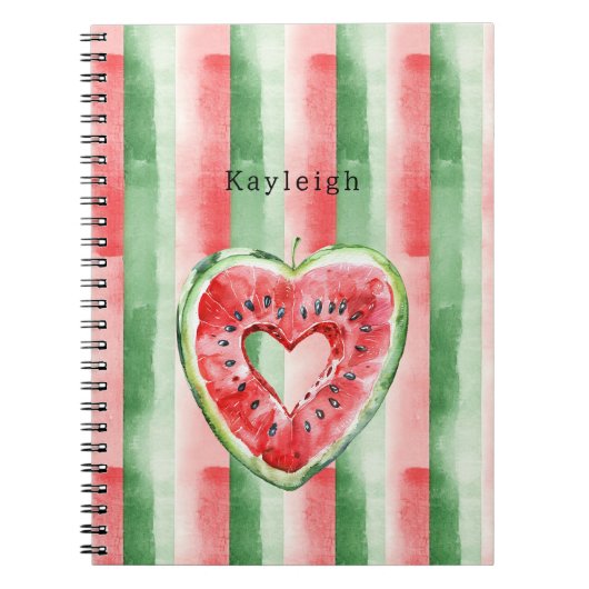 Carnet Pastèque à coeur rouge vert (Devant)