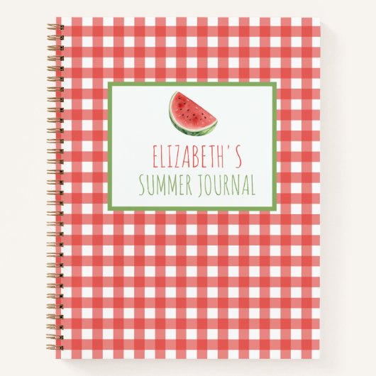 Carnet Pastèque d'été et carreaux rouge gingham (Devant)