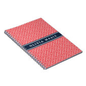 Carnet Pastèque dorée rose Clé grecque Motif avec nom (Côté Droit)