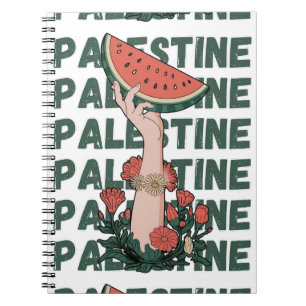 Carnet pastèque, fleurs et palestine Texte Répéter