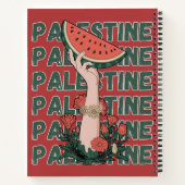 Carnet pastèque, fleurs et texte Palestine Répéter (Dos)