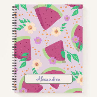 Carnet Pastèque rose illustrée motif dessiné à la main 