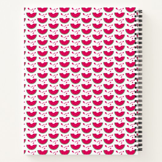 Carnet pastèque rouge personnalisée avec motif de coeur (Dos)