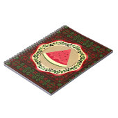 Carnet pastèque sur plaque d'olive avec tatreez palestini (Côté gauche)