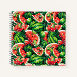 Carnet pastèques, chaux, feuilles de pastèque, petite cha