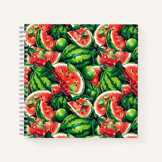 Carnet pastèques, chaux, feuilles de pastèque, petite cha (Devant)