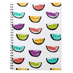 Carnet pastèques lumineuses : motif sans couture colorée.