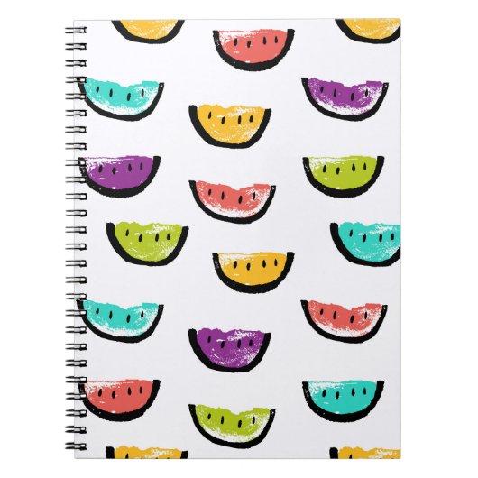 Carnet pastèques lumineuses : motif sans couture colorée. (Devant)