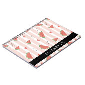 Carnet Pastèques Rouges, Coeurs, Bandes, Votre Nom (Côté gauche)