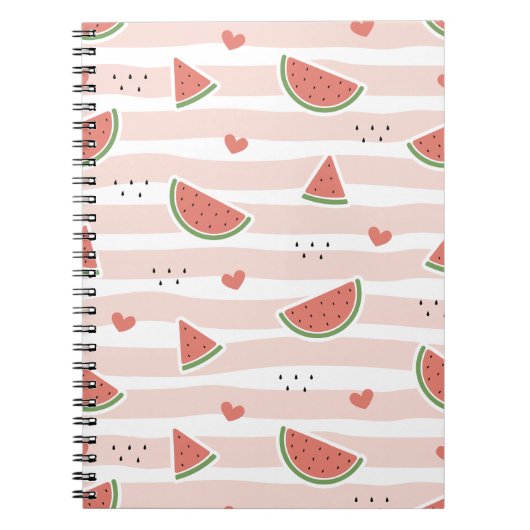 Carnet Pastèques rouges, Coeurs, Grandes Pâtes, Motif d'é (Devant)