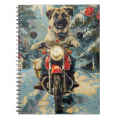 Carnet Pasteur anatolien Chien à cheval Moto Noël (Devant)