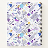 Carnet Pat Abstrait géométrique rétro n° 4 bleu violet ID (Dos)