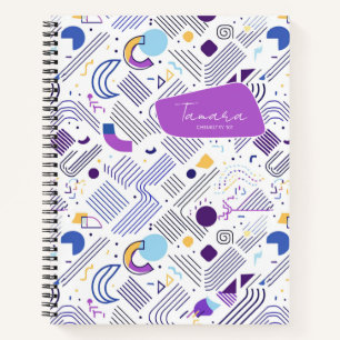Carnet Pat Abstrait géométrique rétro n° 4 bleu violet ID