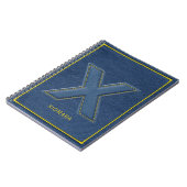 Carnet Patch brodé en denim bleu avec monogramme lettre X (Côté gauche)