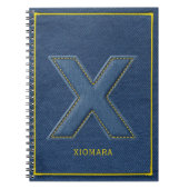Carnet Patch brodé en denim bleu avec monogramme lettre X (Devant)