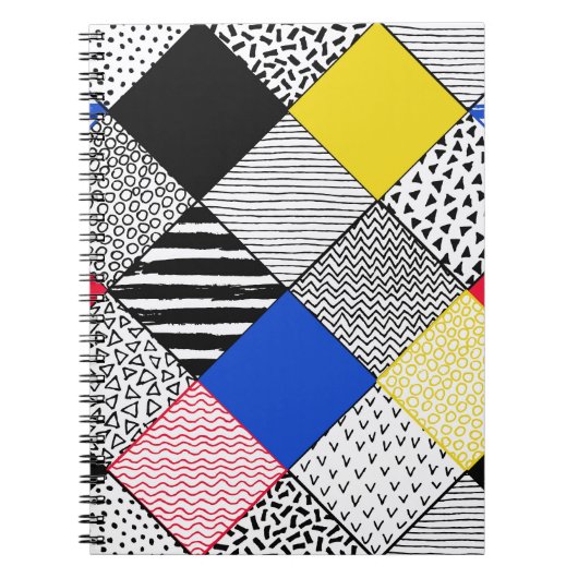 Carnet Patchwork arrière - plan : oiseaux, pois. (Devant)