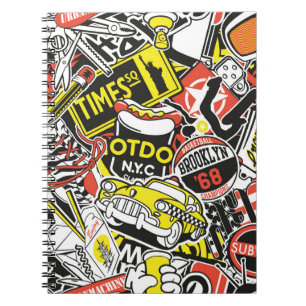 Carnet Patchwork d'autocollants urbains de New York vinta
