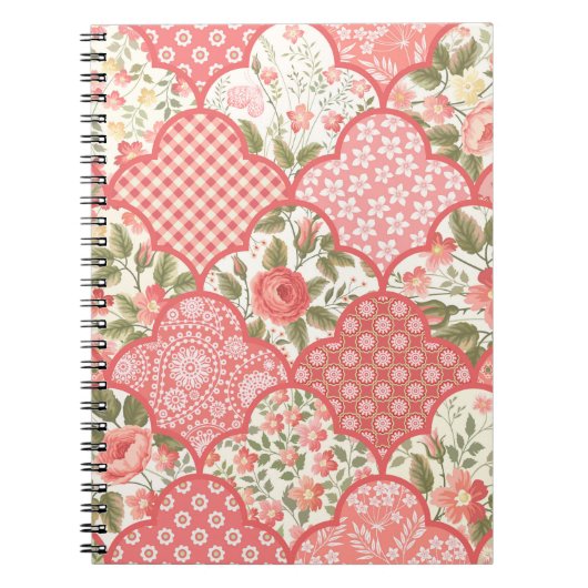 Carnet patchwork floral transparent motif avec roses pa (Devant)