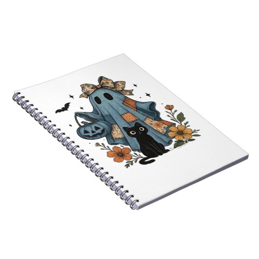 Carnet Patchwork Halloween Ghost noir Chat Essential T-Sh (Côté Droit)