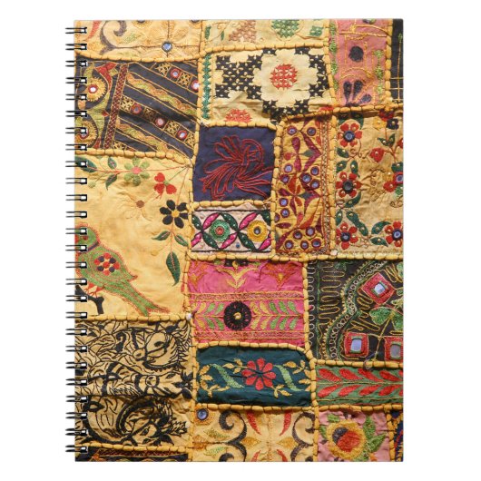 Carnet Patchwork indien : Tissu du marché de Hampi. (Devant)