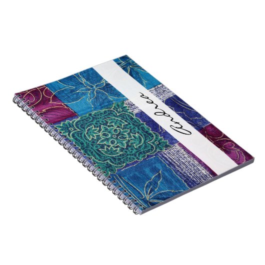 Carnet Patchwork Pattern, Patchwork Background, Your Name (Côté Droit)