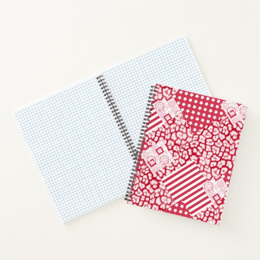 Carnet Patchwork rouge et blanc rustique (Intérieur)