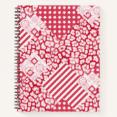 Carnet Patchwork rouge et blanc rustique (Devant)