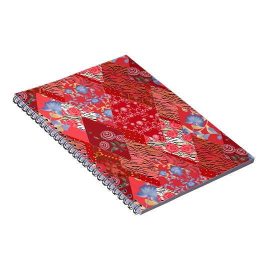 Carnet Patchwork, rouge, patchwork rouge (Côté Droit)