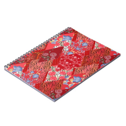 Carnet Patchwork, rouge, patchwork rouge (Côté gauche)