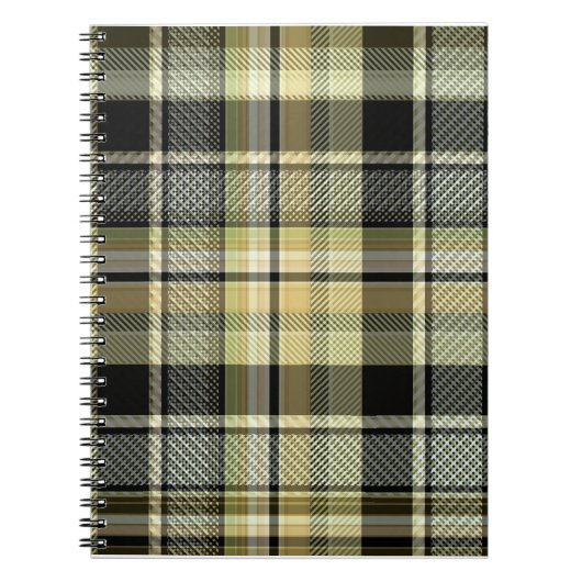 Carnet Pâte de tartan jaune-brun. (Devant)