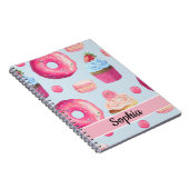 Carnet Pâtes à biscuits roses vifs et gâteaux sur fond bl (Côté Droit)