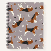 Carnet Pâtes et os Beagle mignons Gris (Devant)