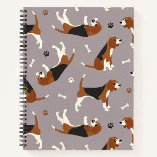 Carnet Pâtes et os Beagle mignons Gris