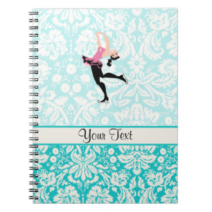 Carnet Patinage de glace turquoise de motif de damassé