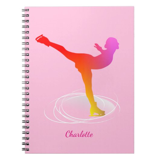 Carnet Patinage sur glace couleur vive Silhouette (Devant)