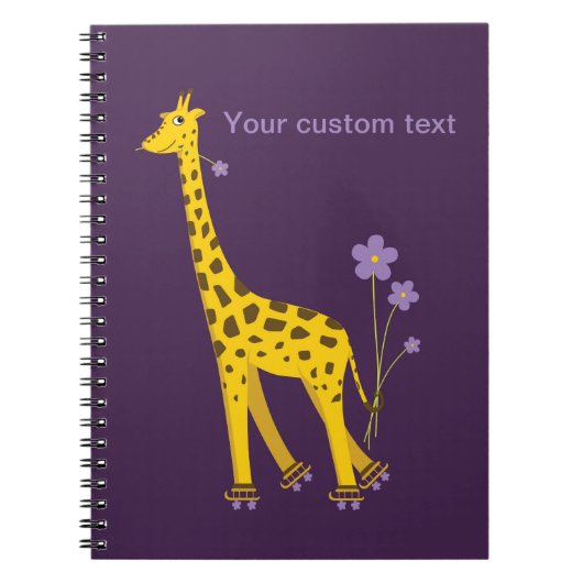 Carnet Patinage Violet Funny Giraffe Personnalisé (Devant)