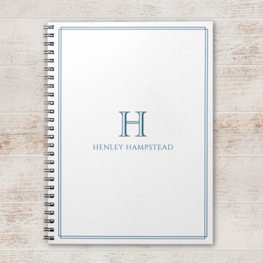 Carnet Patine Initiale Moderne Bordure Bleue