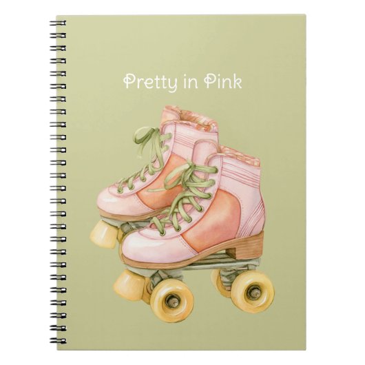 Carnet Patins à roulettes à lacets Rose Blush Vert (Devant)