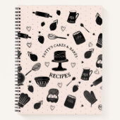 Carnet Pâtisserie Baker Chef Cuisine Ustensile Rose Black (Devant)