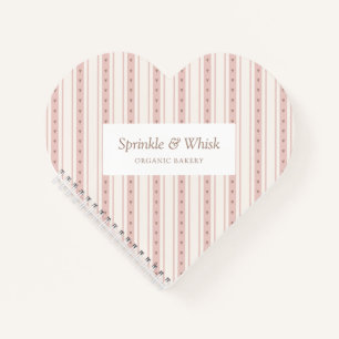Carnet Pâtisserie Rétro Cœurs Et Rayures Rose Et Marron