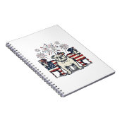 Carnet Patriotic Bulldog Fireworks Vintage Engraving Desi (Côté Droit)