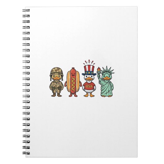 Carnet Patriotic Duck and Hot Dog Vintage Vector Shirt_1 (Devant)