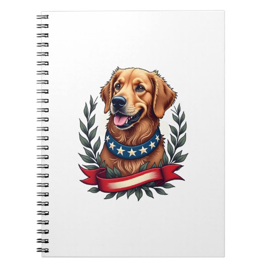 Carnet Patriotic Golden Retriever Americana Art Tee 2 (Devant)