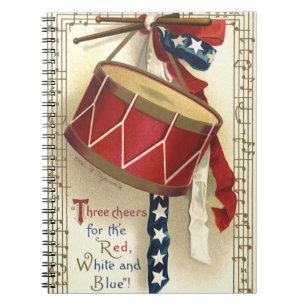 Carnet Patriotique Vintage, Tambours avec Notes de Musiqu