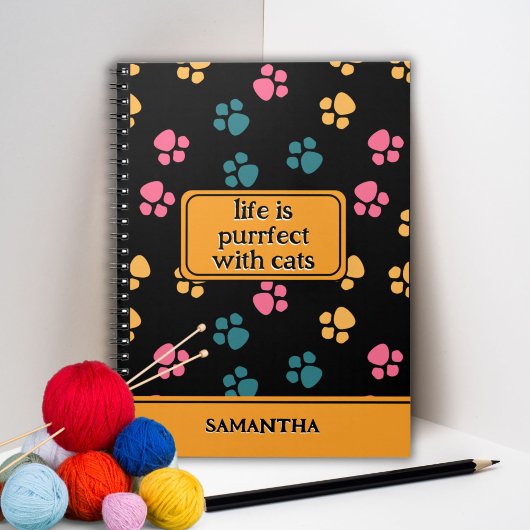 Carnet Patte de chat noir drôle mignonne