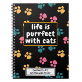 Carnet Patte de chat noir drôle mignonne (Devant)