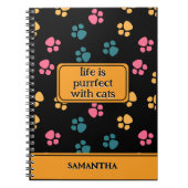 Carnet Patte de chat noir drôle mignonne (Devant)