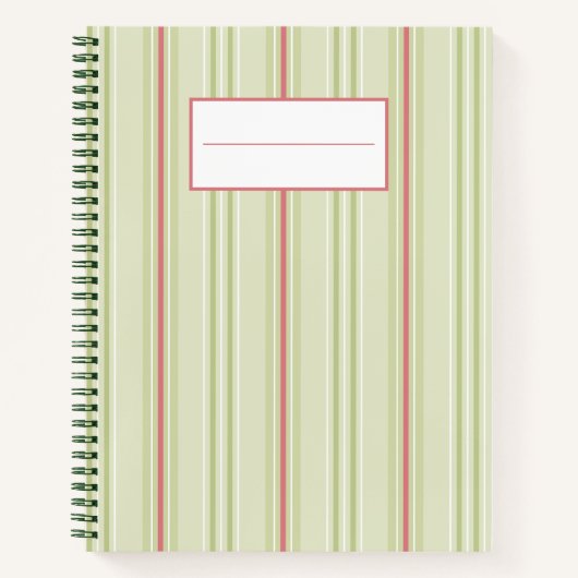 Carnet Patten à rayures rétro simple l Vert (Devant)