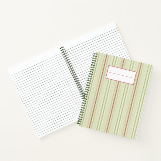 Carnet Patten à rayures rétro simple l Vert (Intérieur)