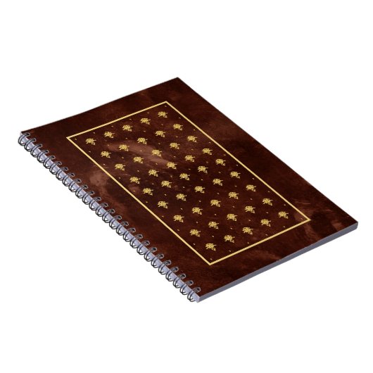 Carnet Pattern Leather Brown et Gold Damask (Côté Droit)